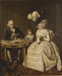Porträt von Johannes Enschedé jr. mit seiner Frau Johanna Swaving und ihrem Sohn Johannes Enschedé III, von Wybrand Hendriks, 1796